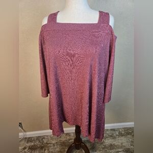 Catherines Dusty Rose Paisley Cutout Top 2X (6108)